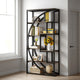 Modern Bookcase, 5 Tier Geometric Display Shelves, 71 Inch Black Metal