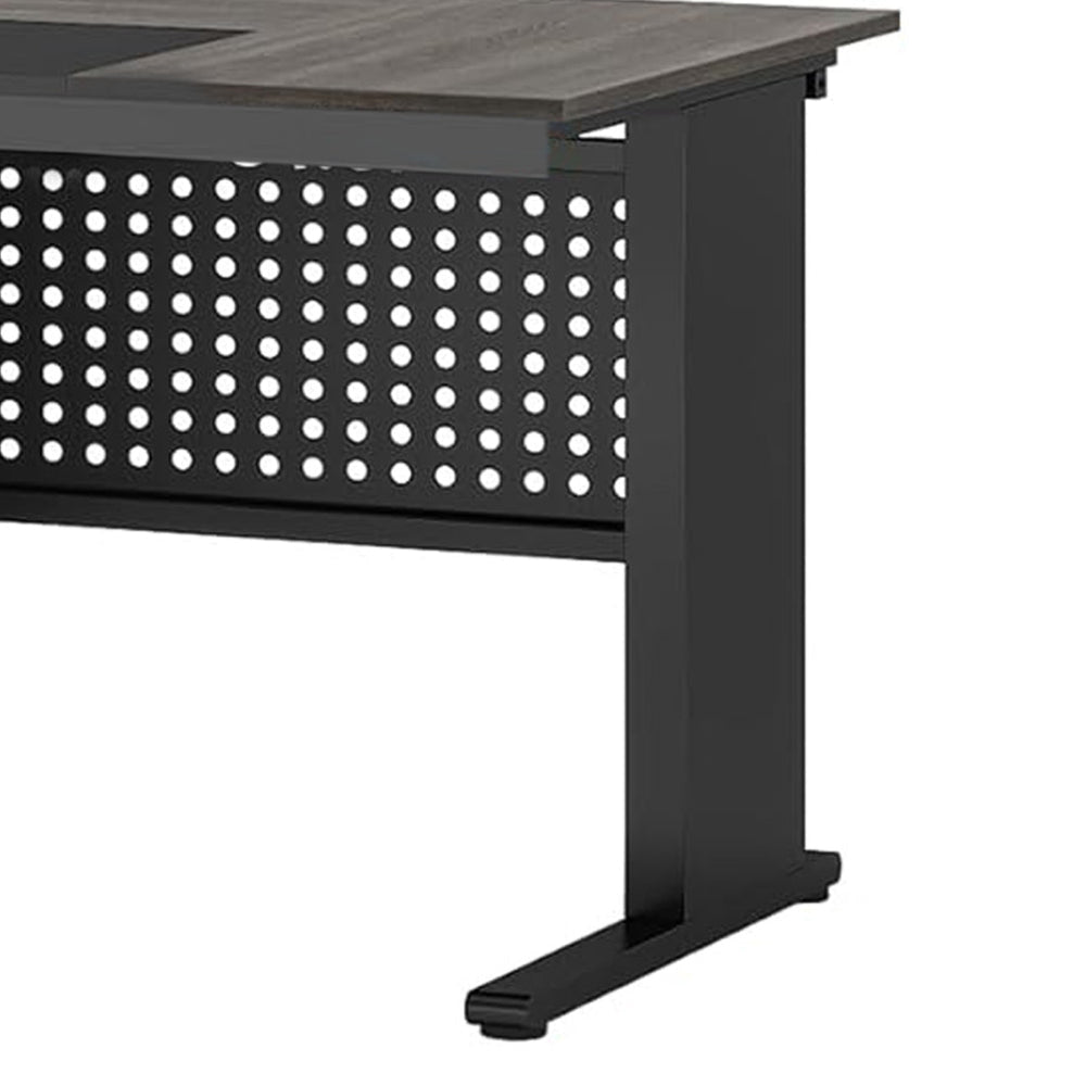 Liy Executive Office Desk 63 Inch L Shape File Cabinet Gray Black BM328370
