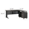 Liy Executive Office Desk 63 Inch L Shape File Cabinet Gray Black BM328370