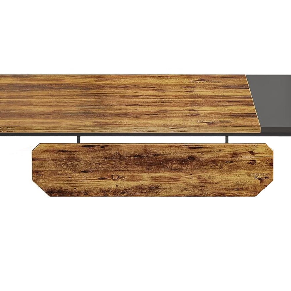 Executive Office L Desk 71 Inch Brown Wood Storage Shelves Brown BM328372