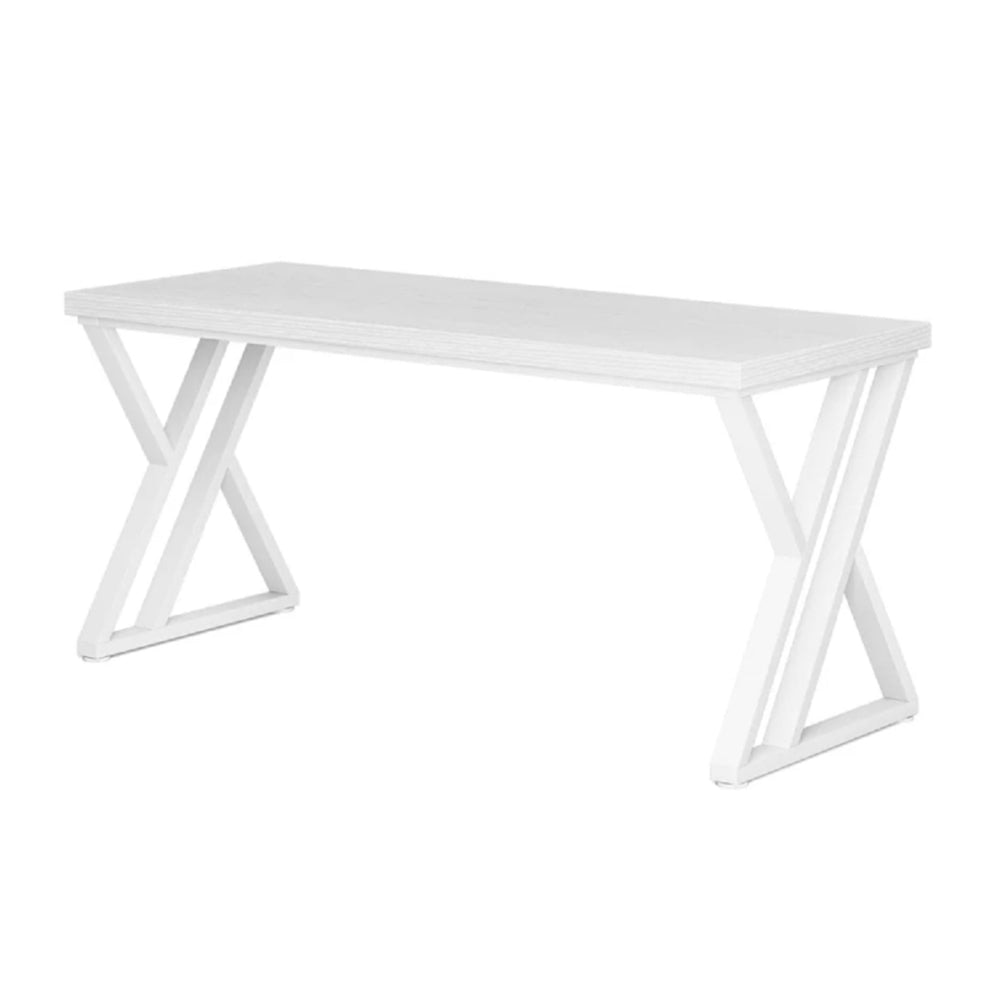 Computer Office Desk 55 Inch White Top Modern Z Shaped Metal Base BM328375
