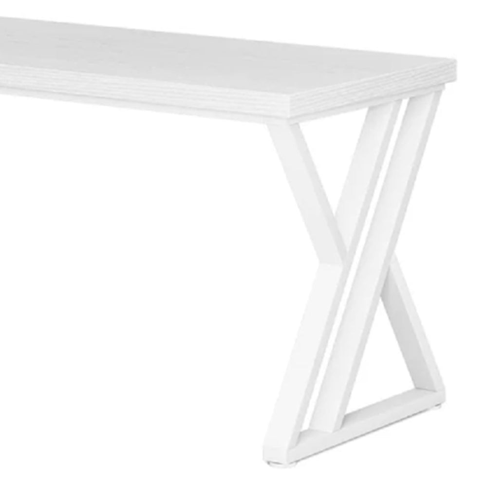 Computer Office Desk 55 Inch White Top Modern Z Shaped Metal Base BM328375
