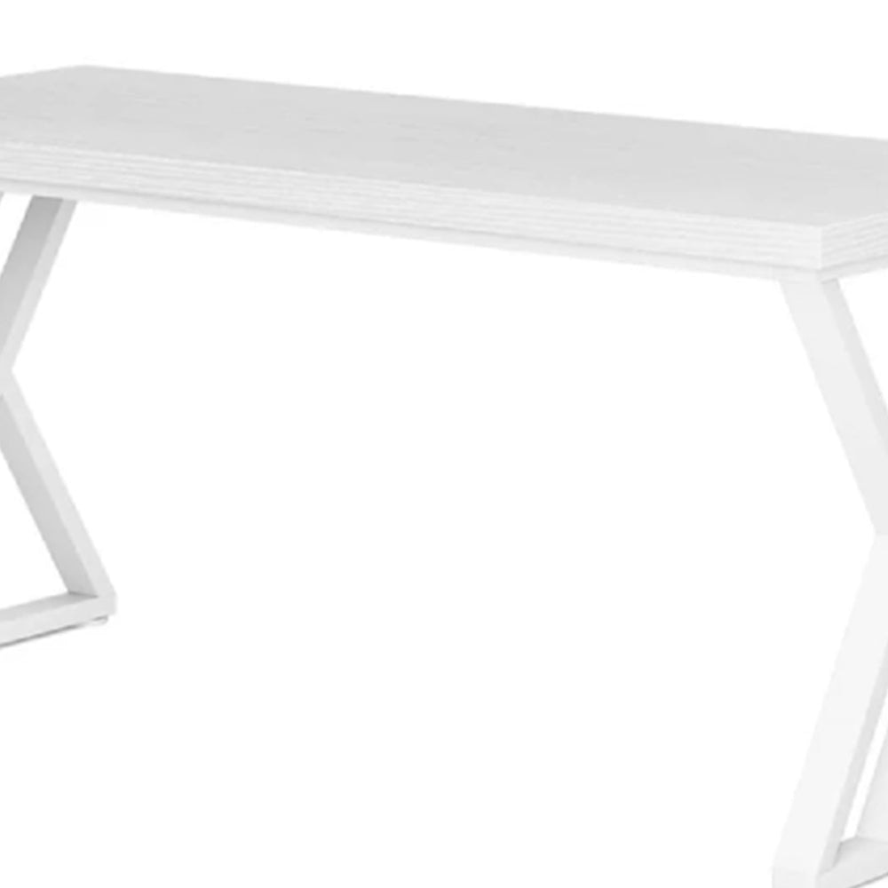 Computer Office Desk 55 Inch White Top Modern Z Shaped Metal Base BM328375