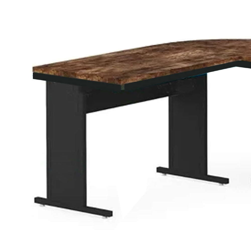 Executive Office Desk 83 Inch Brown L Top 3 Drawer Cabinet Black BM328376