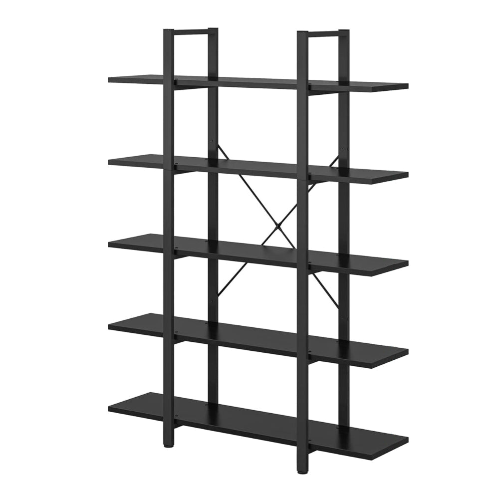 Etagere Bookshelf 5 Tier Display Shelves 70 Inch Black Metal Frame BM328377
