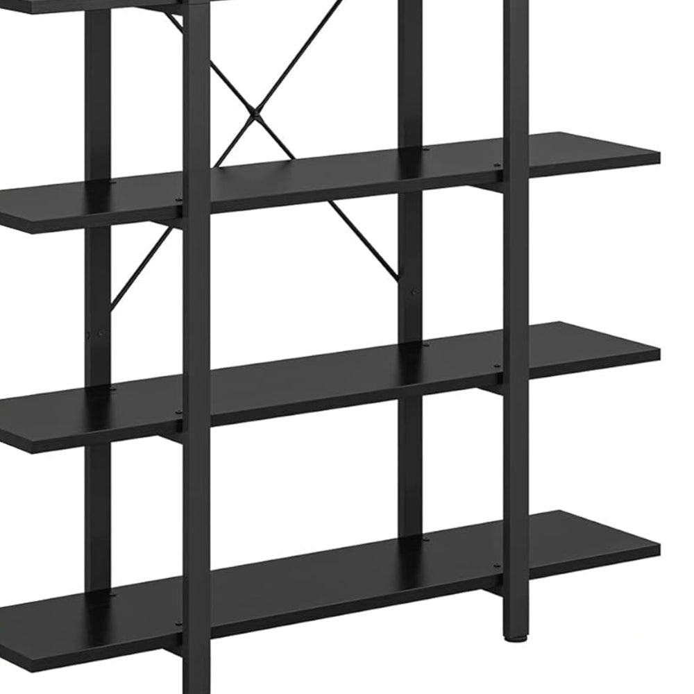 Etagere Bookshelf 5 Tier Display Shelves 70 Inch Black Metal Frame BM328377