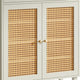 Sideboard Cabinet Console Drawer 2 Rattan Woven Doors 44 Inch White BM328378
