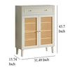 Sideboard Cabinet Console Drawer 2 Rattan Woven Doors 44 Inch White BM328378