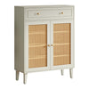Sideboard Cabinet Console, Drawer, 2 Rattan Woven Doors, 44 Inch White