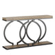 Console Table 55 Inch Gray Faux Marble Black Metal Circle O Base BM328379