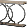 Console Table 55 Inch Gray Faux Marble Black Metal Circle O Base BM328379