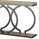 Console Table 55 Inch Gray Faux Marble Black Metal Circle O Base BM328379