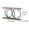 Console Table 55 Inch Gray Faux Marble Black Metal Circle O Base BM328379