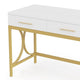 Computer Office Writing Desk 41 Inch White Top 2 Drawers Gold Base BM328380