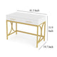 Computer Office Writing Desk 41 Inch White Top 2 Drawers Gold Base BM328380