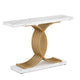 Entryway Console Table White Faux Marble Top Gold Base 39 Inch BM328499