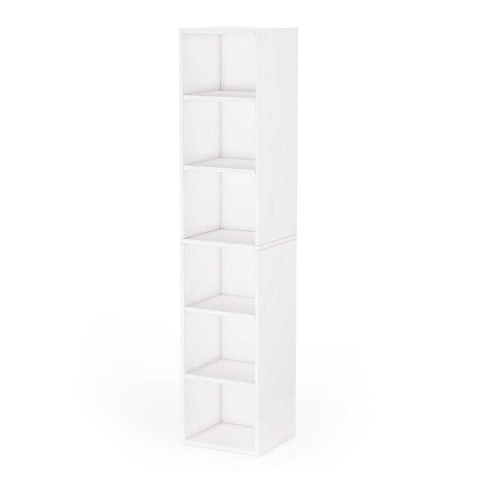 Accent Corner Bookcase 6 Tier Cube Shelves White MDF Frame 71 Inch BM328501