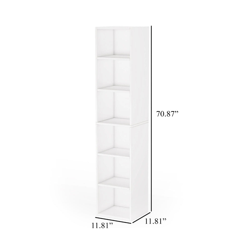 Accent Corner Bookcase 6 Tier Cube Shelves White MDF Frame 71 Inch BM328501
