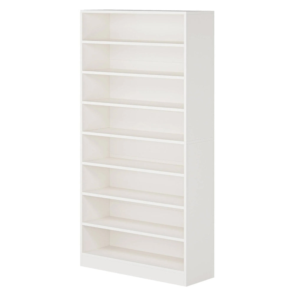 Bookcase 8 Tier White Finish MDF Frame Open Decor Shelves 71 Inch BM328503