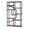 Bookshelf 9 Tier Open Shelves Brown MDF Black Metal Frame 69 Inch BM328504