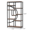 Bookshelf 9 Tier Open Shelves Brown MDF Black Metal Frame 69 Inch BM328504