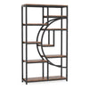 Bookshelf, 9 Tier Open Shelves, Brown MDF, Black Metal Frame, 69 Inch
