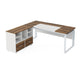 Executive Desk 63 Inch L Shaped Top Mobile File Cabinet White Brown BM328505