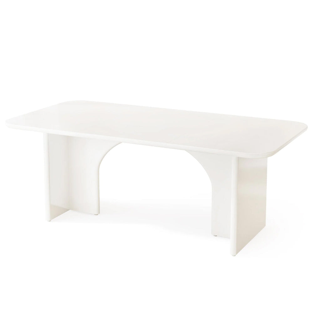 Dining Table Rectangular Top White MDF Frame 3D Legs 63 Inch BM328506
