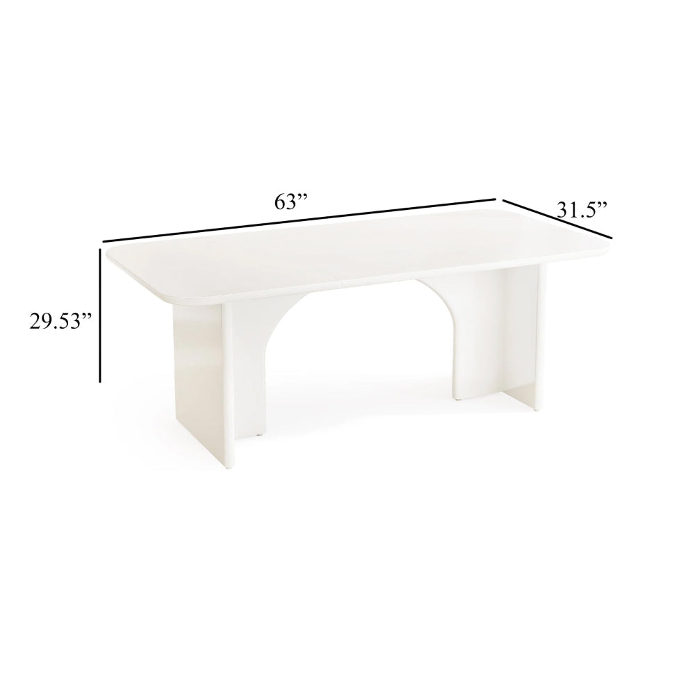 Dining Table Rectangular Top White MDF Frame 3D Legs 63 Inch BM328506