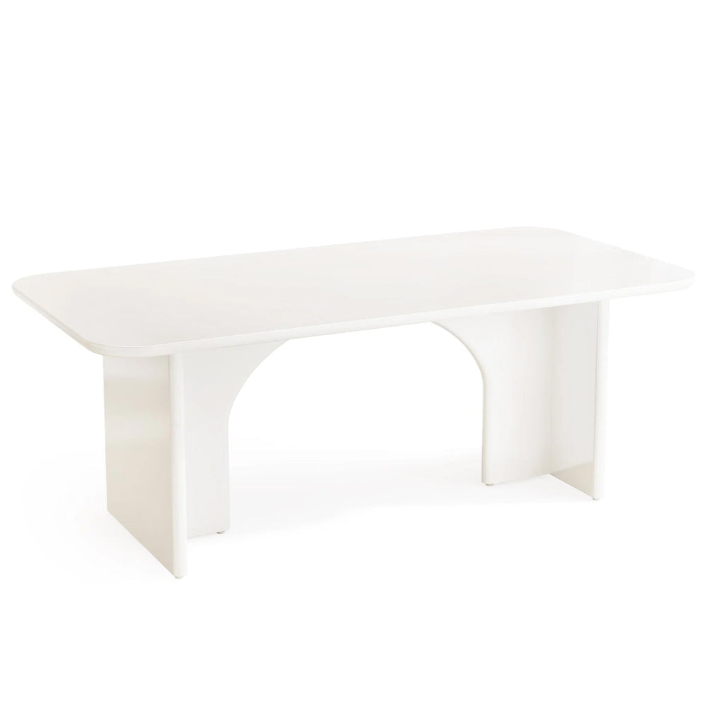 Dining Table, Rectangular Top, White MDF Frame, 3D Legs, 63 Inch