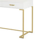 Computer Desk 2 Drawers Modern White Top Gold Metal Legs 39 Inch BM328507