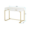 Computer Desk 2 Drawers Modern White Top Gold Metal Legs 39 Inch BM328507