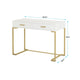 Computer Desk 2 Drawers Modern White Top Gold Metal Legs 39 Inch BM328507