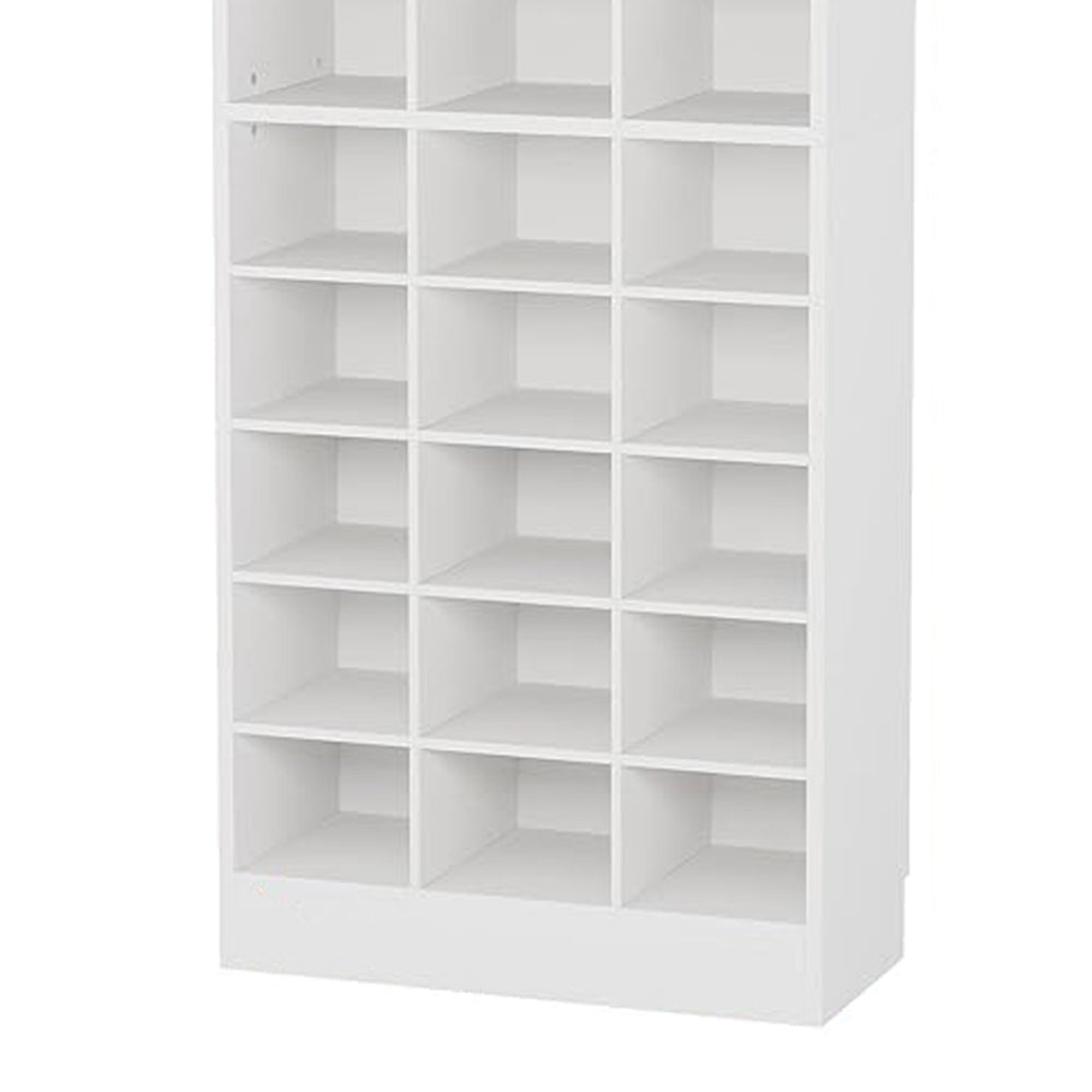 Shoe Cabinet 10 Tier White Wood Finish 30 Open Shelves 71 Inch BM328508