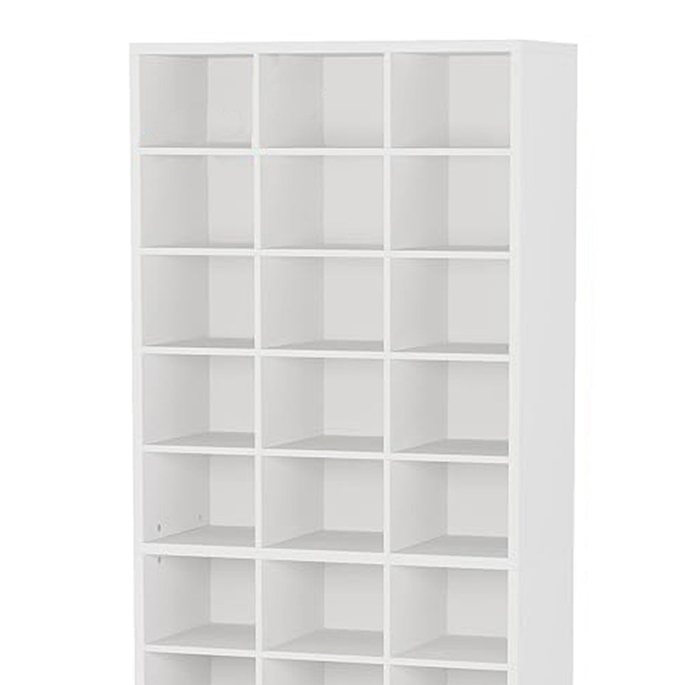 Shoe Cabinet 10 Tier White Wood Finish 30 Open Shelves 71 Inch BM328508
