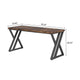 Oneb Writing Desk 55 Inch Brown Rectangular Top Black Metal Z Base BM328512