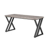 Oneb Writing Desk, 55 Inch Gray Rectangular Top, Black Metal Z Base