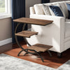C-Shaped End Table, 3 Tier, Dark Brown Top, Matte Black Metal, 26 Inch