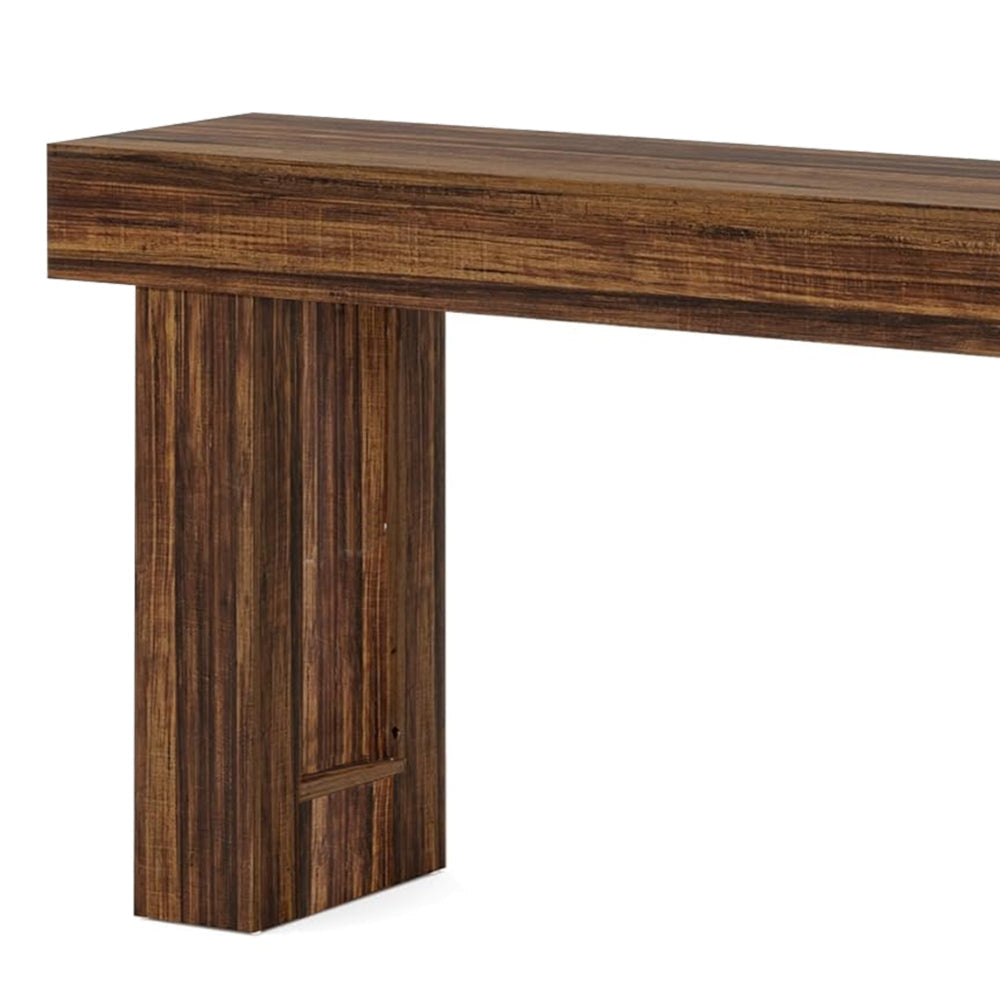 Kai Console Side Table 63 Inch Rustic Brown Rectangular Wood Top BM328517