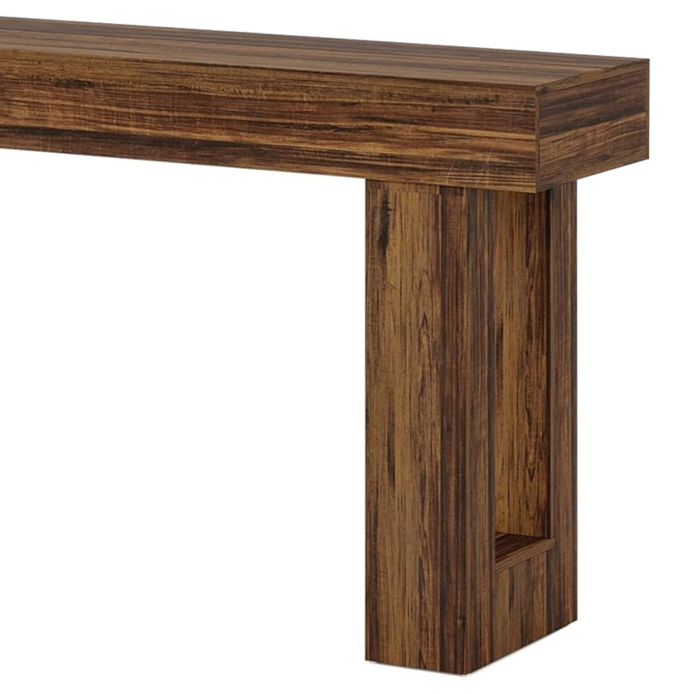 Kai Console Side Table 63 Inch Rustic Brown Rectangular Wood Top BM328517