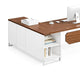 Executive Desk 71 Inch L Shape Brown Rectangular Top White Metal BM328518