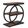 Ari Accent End Table Rustic Brown Wood 26 Inch Black Metal 3 Shelves BM328519