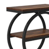 Ari Accent End Table Rustic Brown Wood 26 Inch Black Metal 3 Shelves BM328519