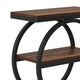 Ari Accent End Table Rustic Brown Wood 26 Inch Black Metal 3 Shelves BM328519
