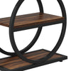 Ari Accent End Table Rustic Brown Wood 26 Inch Black Metal 3 Shelves BM328519
