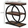Ari Accent End Table Rustic Brown Wood 26 Inch Black Metal 3 Shelves BM328519