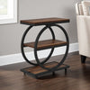 Ari Accent End Table, Rustic Brown Wood 26 Inch Black Metal, 3 Shelves