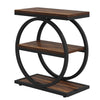 Ari Accent End Table, Rustic Brown Wood 26 Inch Black Metal, 3 Shelves