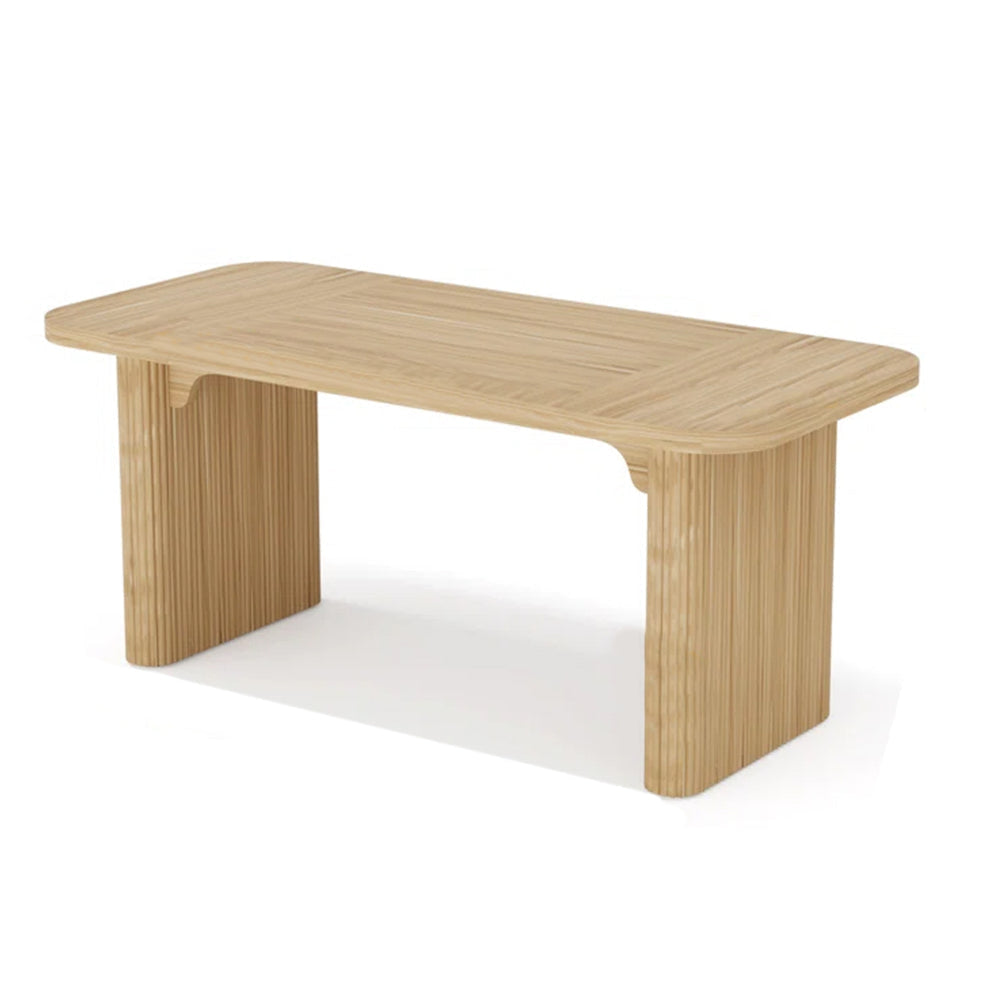 Executive Desk 62 Inch Light Brown Top Fluted Double Pedestal Base BM328520