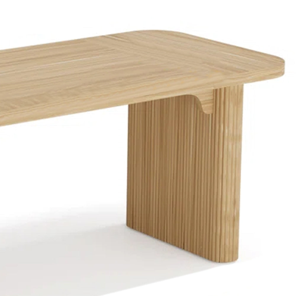 Executive Desk 62 Inch Light Brown Top Fluted Double Pedestal Base BM328520